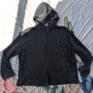 Vintage 90's ENT Entrancy Gray Velour Zip Up Hoodie